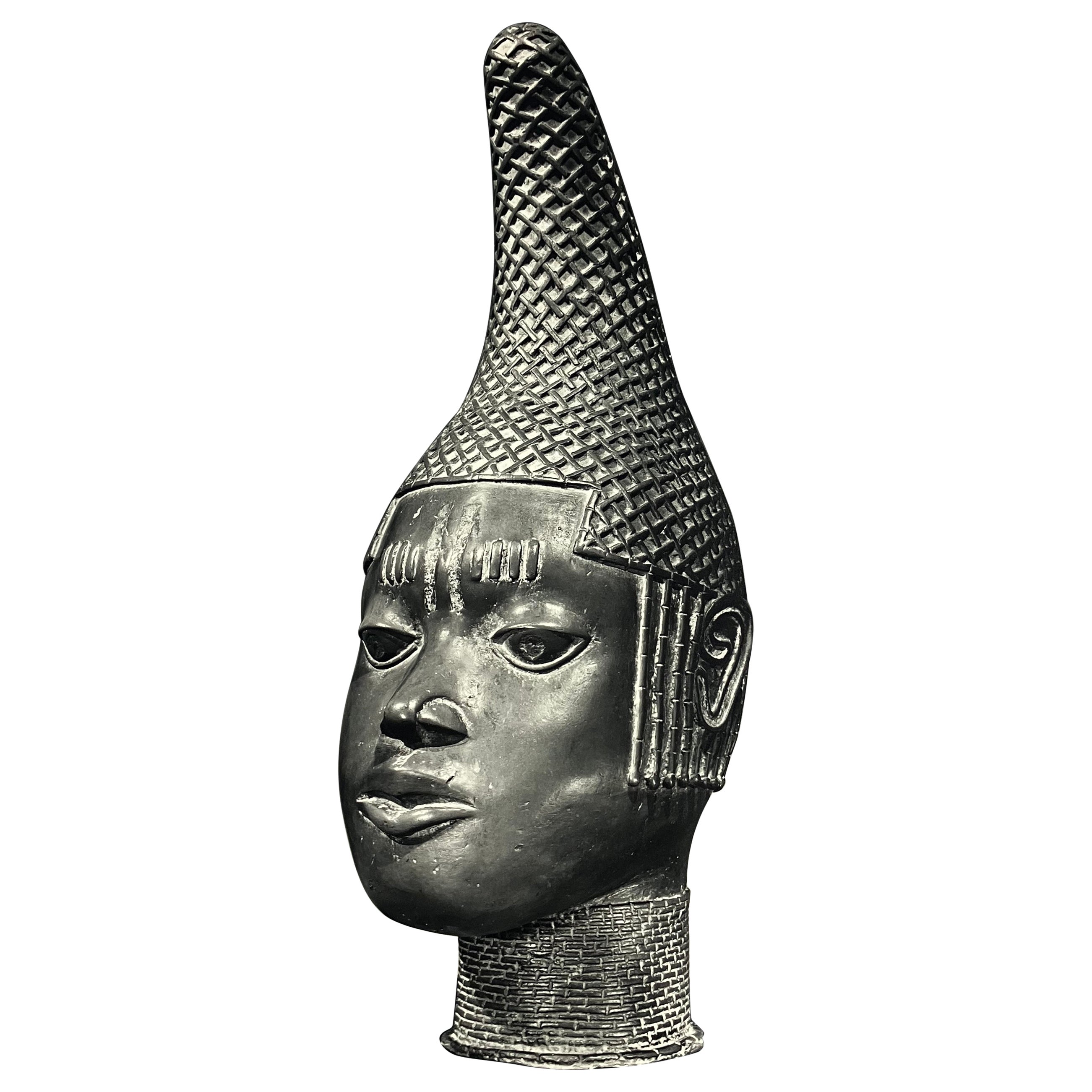F.L. Kenett, 1950s Black and White Photograph of African Benin Head For Sale