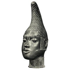 F.L. Kenett, 1950s Black and White Photograph of African Benin Head