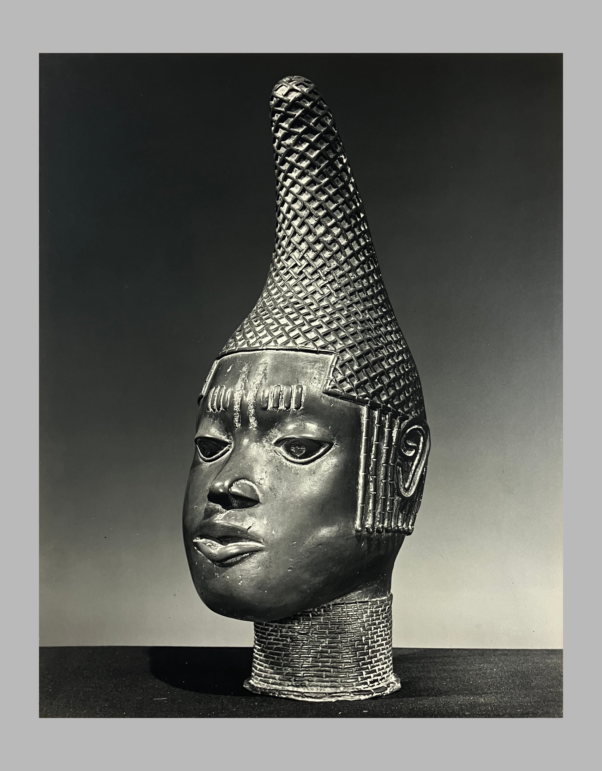 F.L. Kenett, 1950s Black and White Photograph of African Benin Head