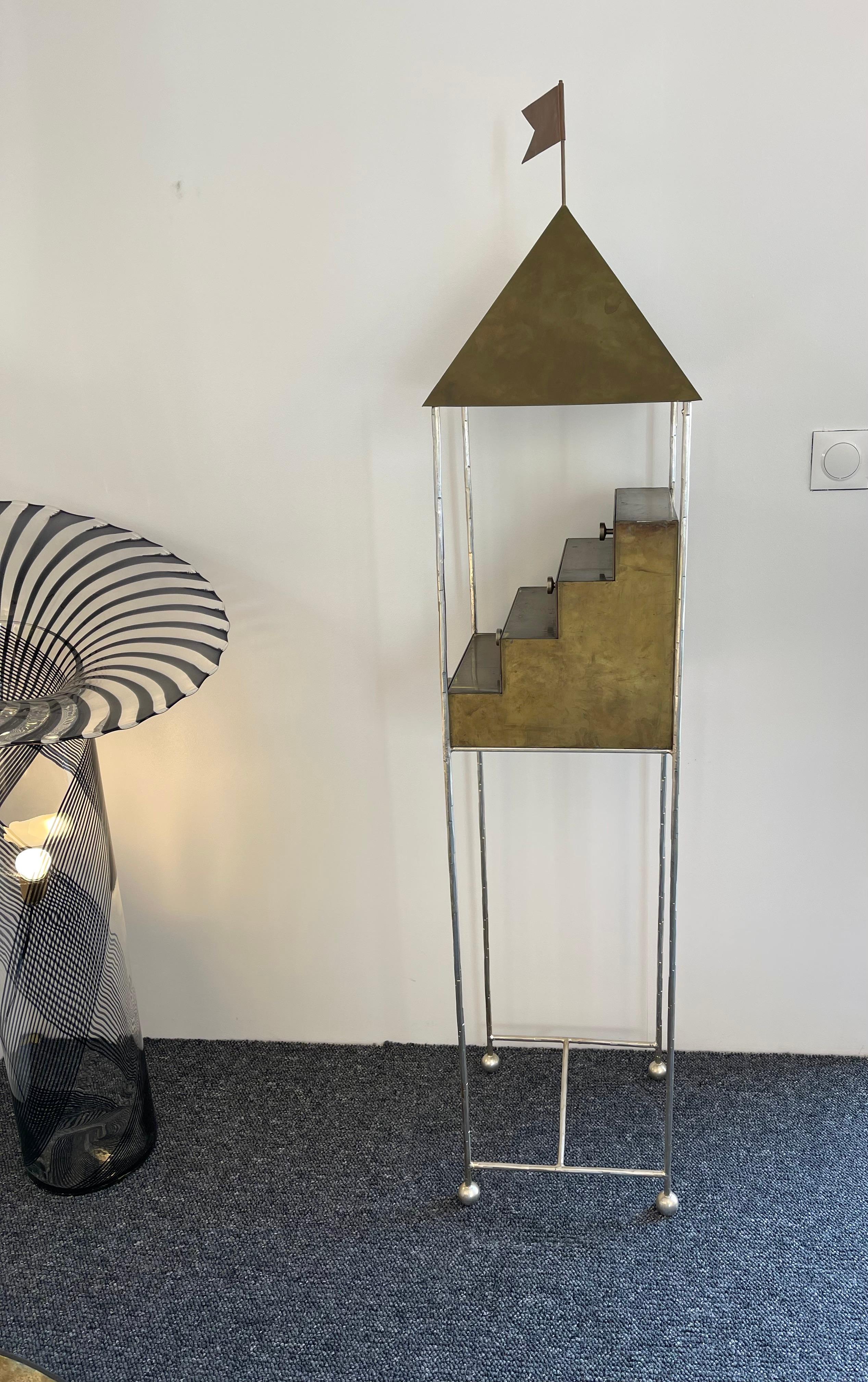 Meuble de rangement en laiton Ugo La Pietra pour Banci Firenze, Italie, années 1980 2