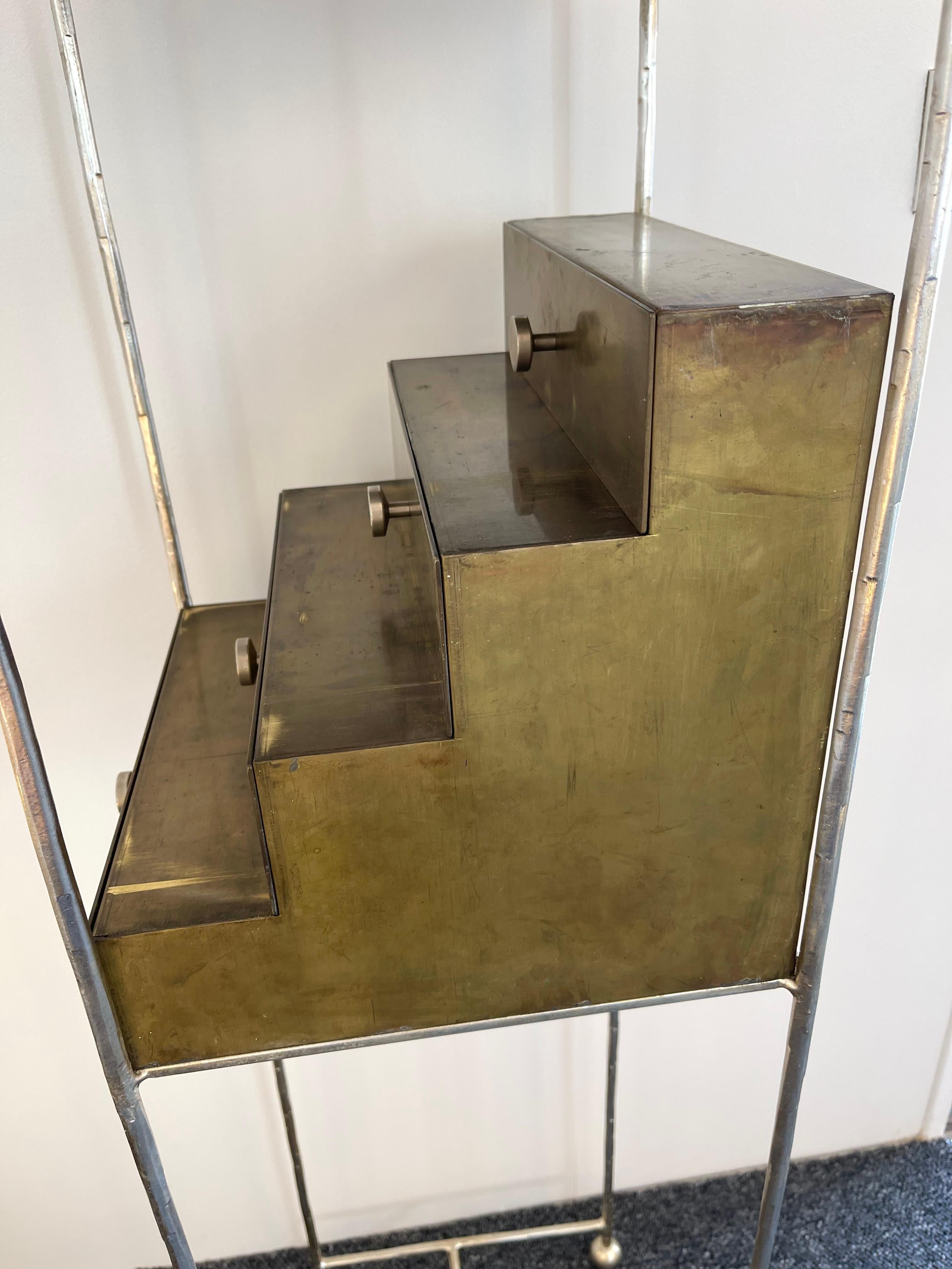 Flag Brass Cabinet by Ugo La Pietra for Banci Firenze, Italy, 1980s For Sale 3
