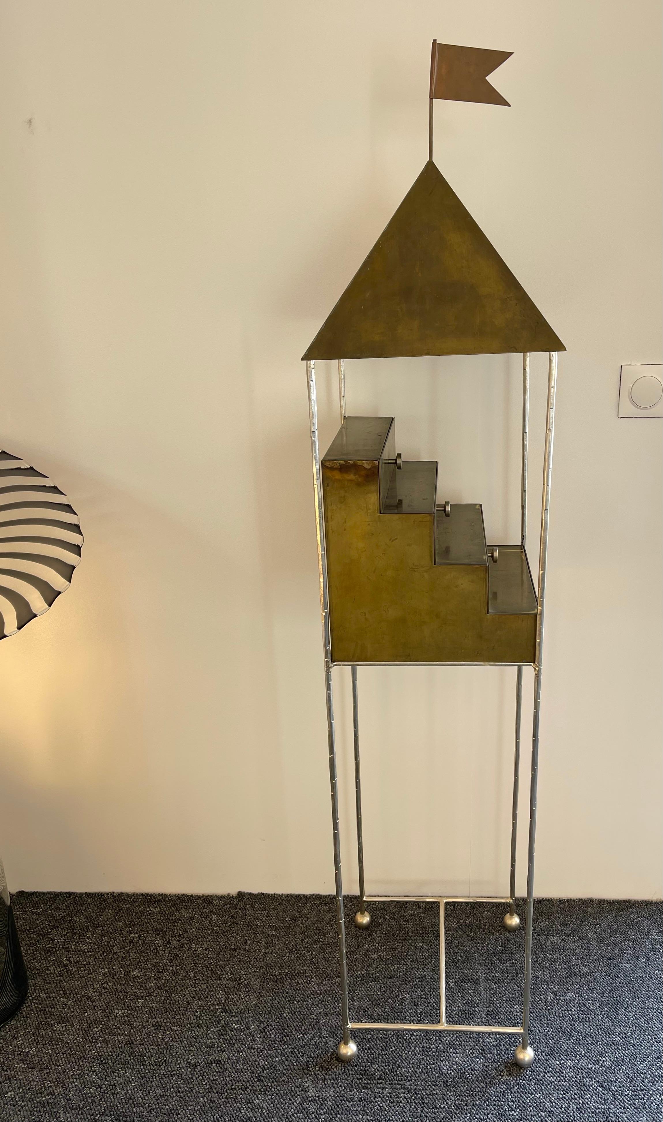 Flag Brass Cabinet by Ugo La Pietra for Banci Firenze, Italy, 1980s For Sale 5