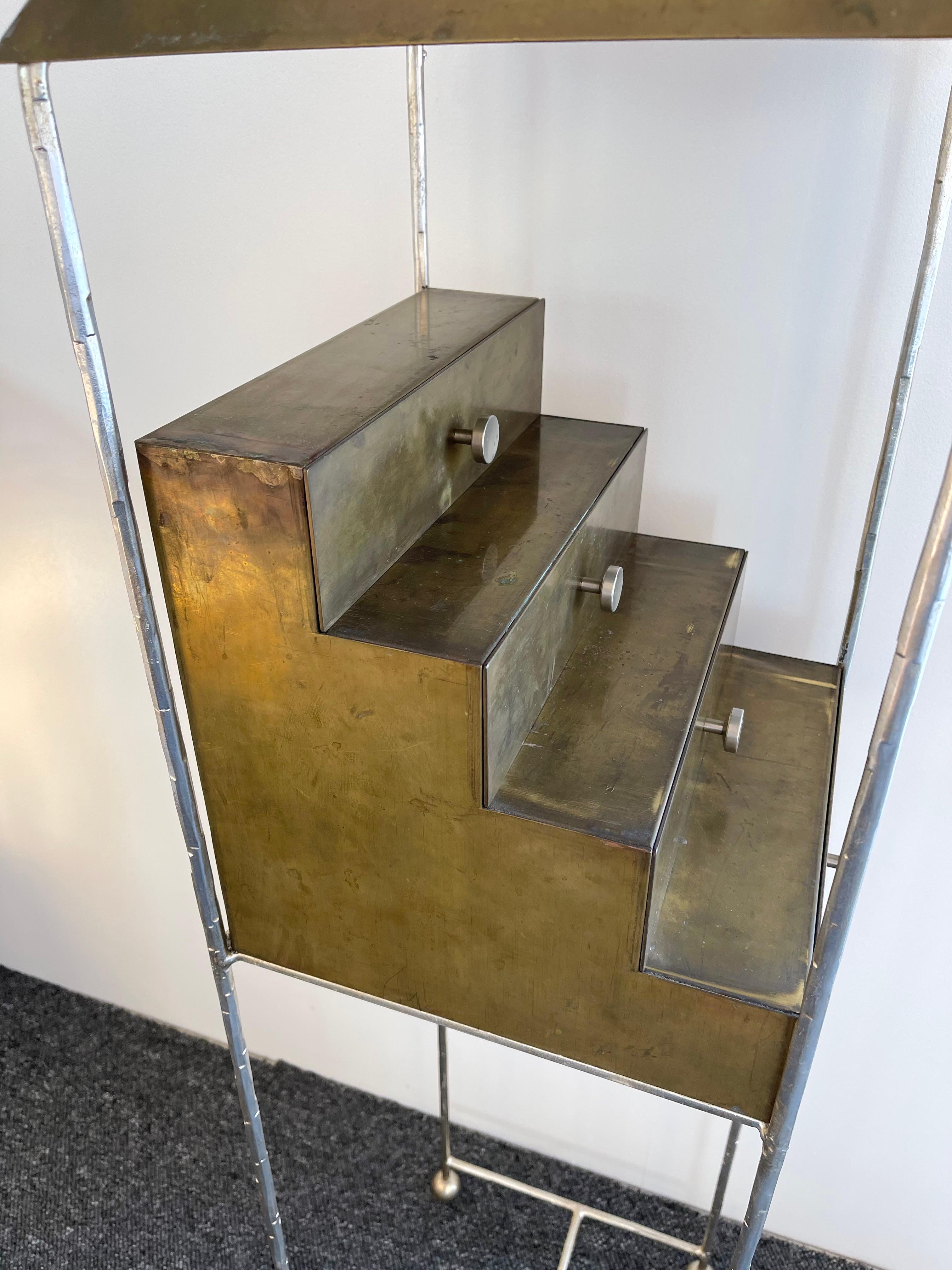 Meuble de rangement en laiton Ugo La Pietra pour Banci Firenze, Italie, années 1980 7