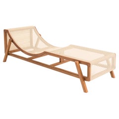 Flag Chaise Long in Jequitibá Hard Wood and Cotton Straw