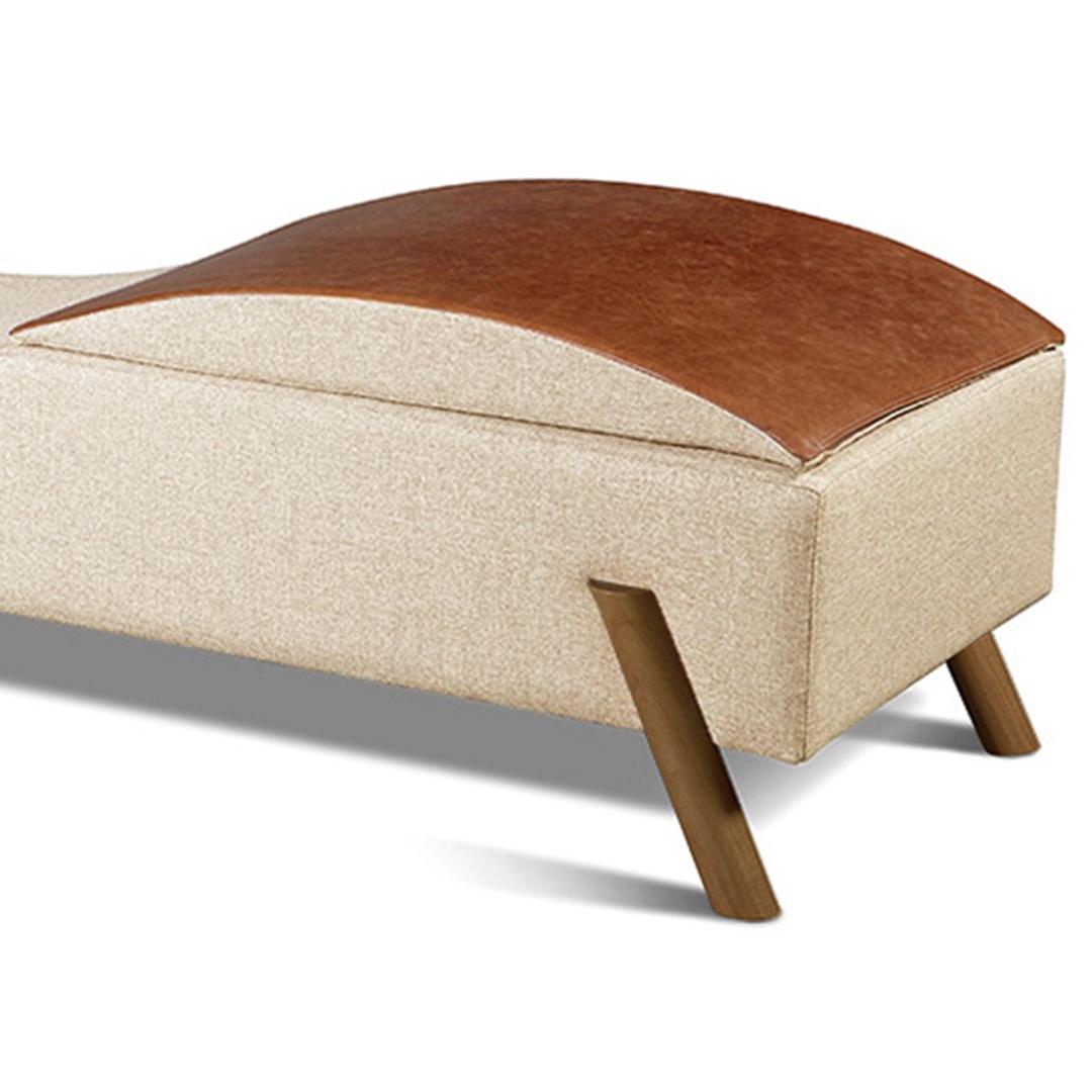 Divan Chaise Longue „Flag“ aus Leinenstoff und Naturleder 1800 (Moderne) im Angebot