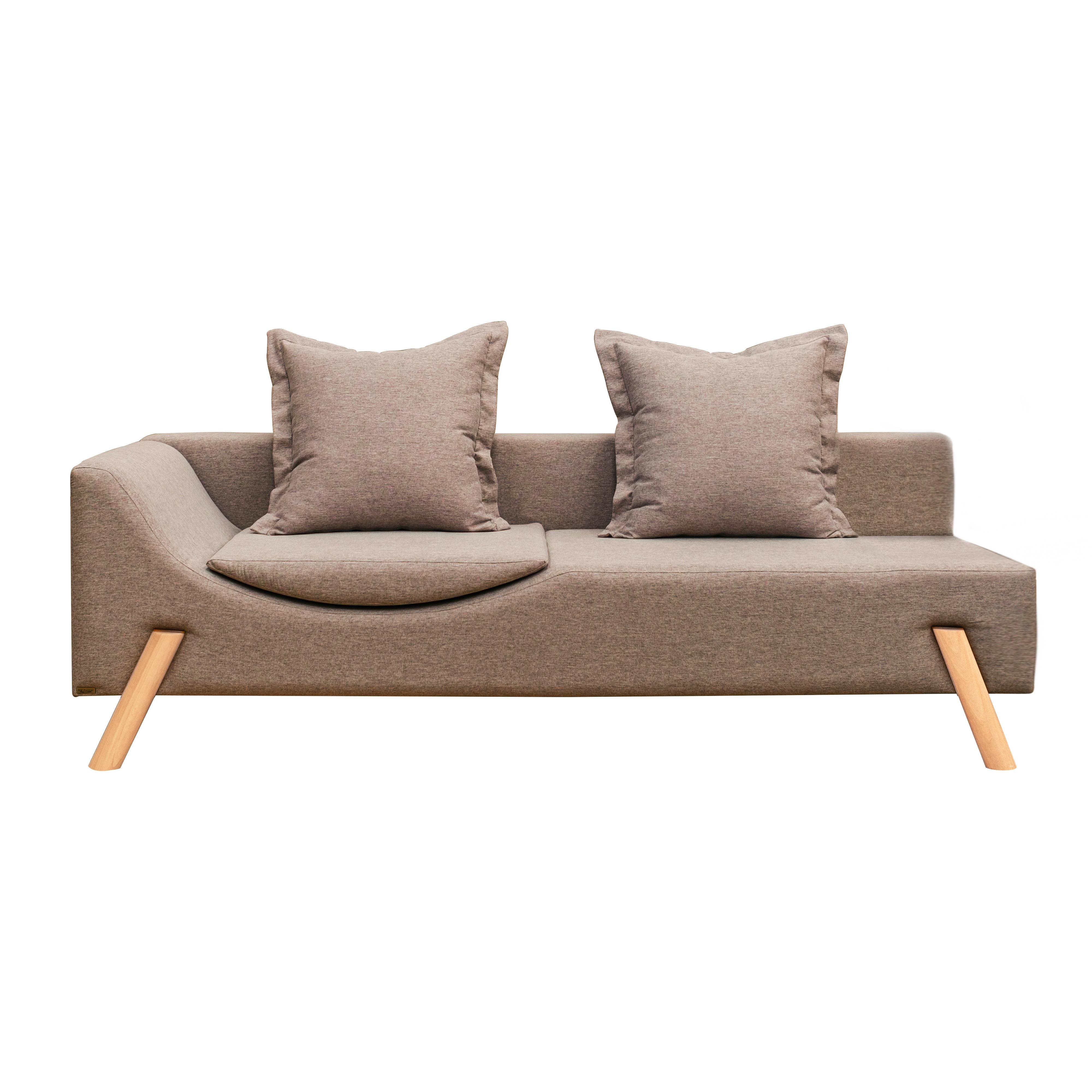 brown linen sofas