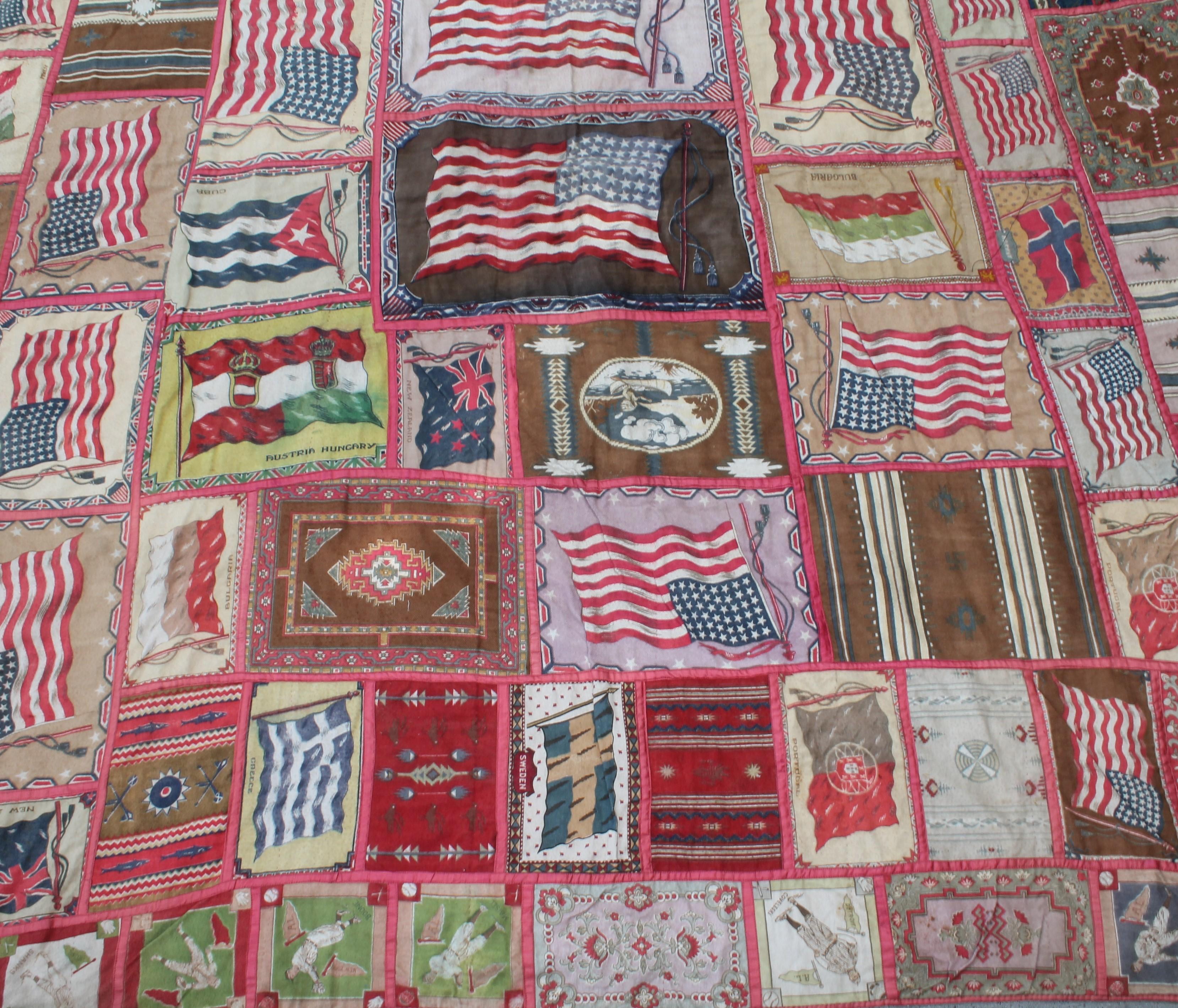 Hand-Crafted Flag Flannel Quilt with Sateen Backing