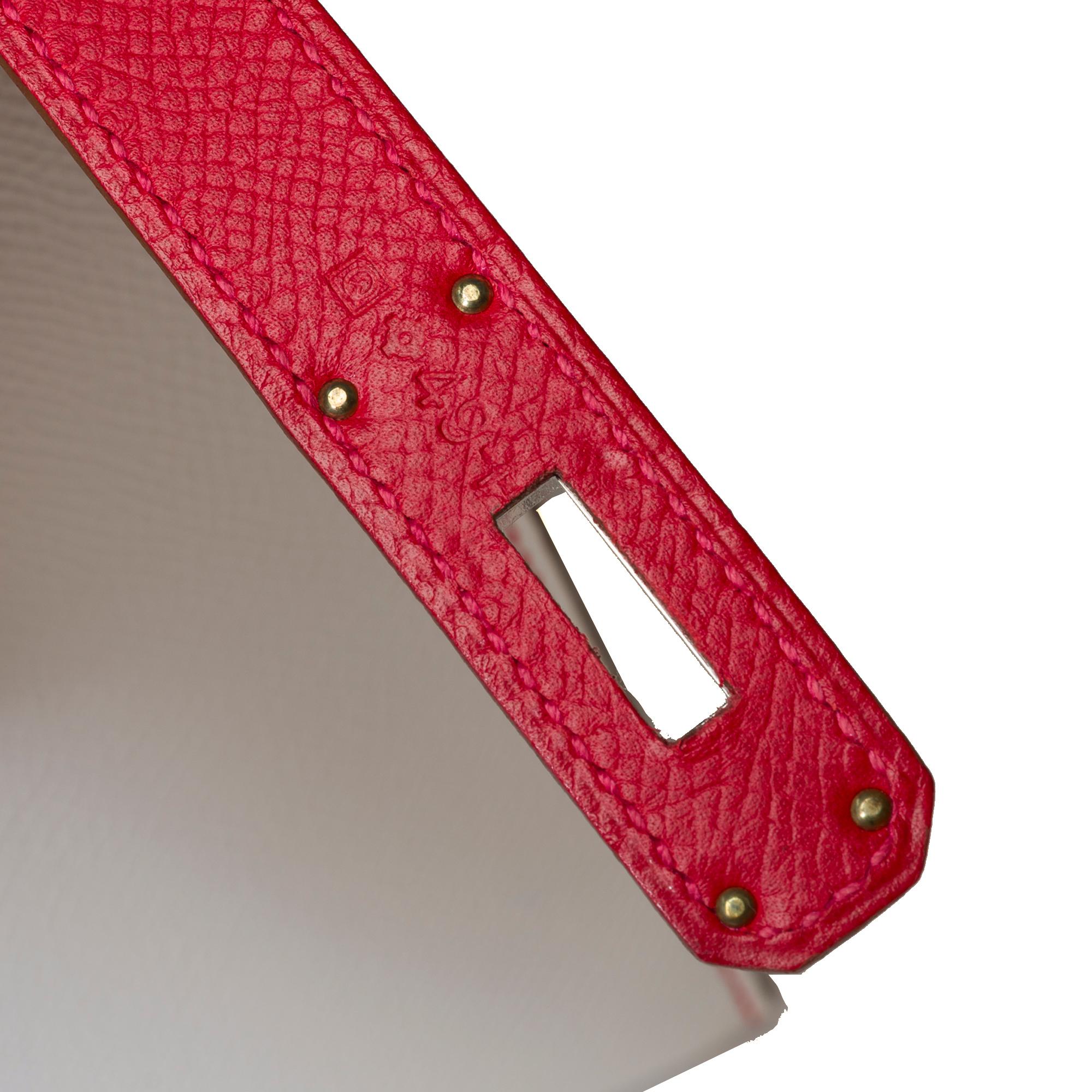 Flag limited edition Hermès Kelly 32  handbag strap in red and white epsom, PHW 3