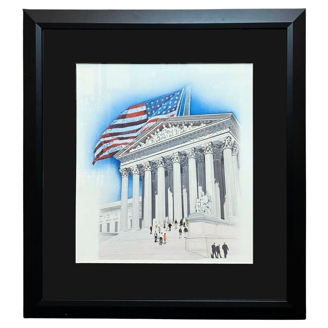 "Flagge über dem Obersten Gerichtshof" von Jim Butcher, Original-Gemälde in Mischtechnik, 1983