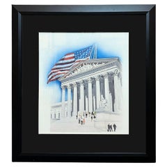 "Flagge über dem Obersten Gerichtshof" von Jim Butcher, Original-Gemälde in Mischtechnik, 1983