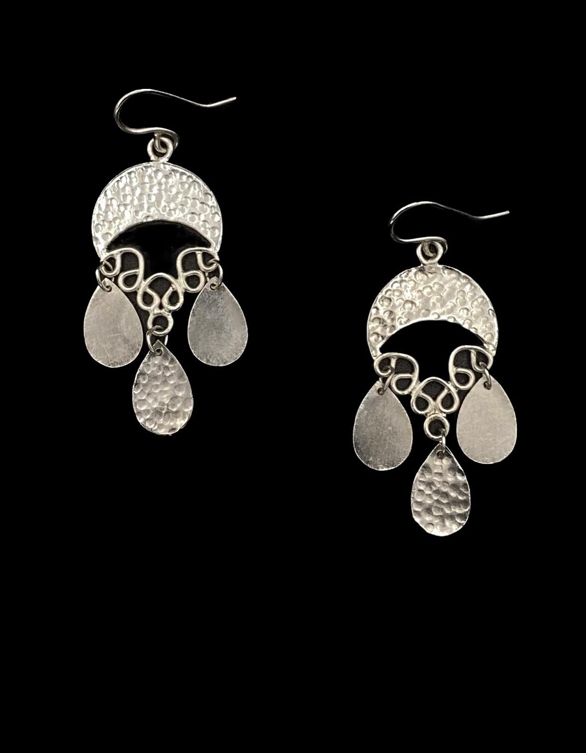 Aesthetic Movement Flag Silver earrings For Sale