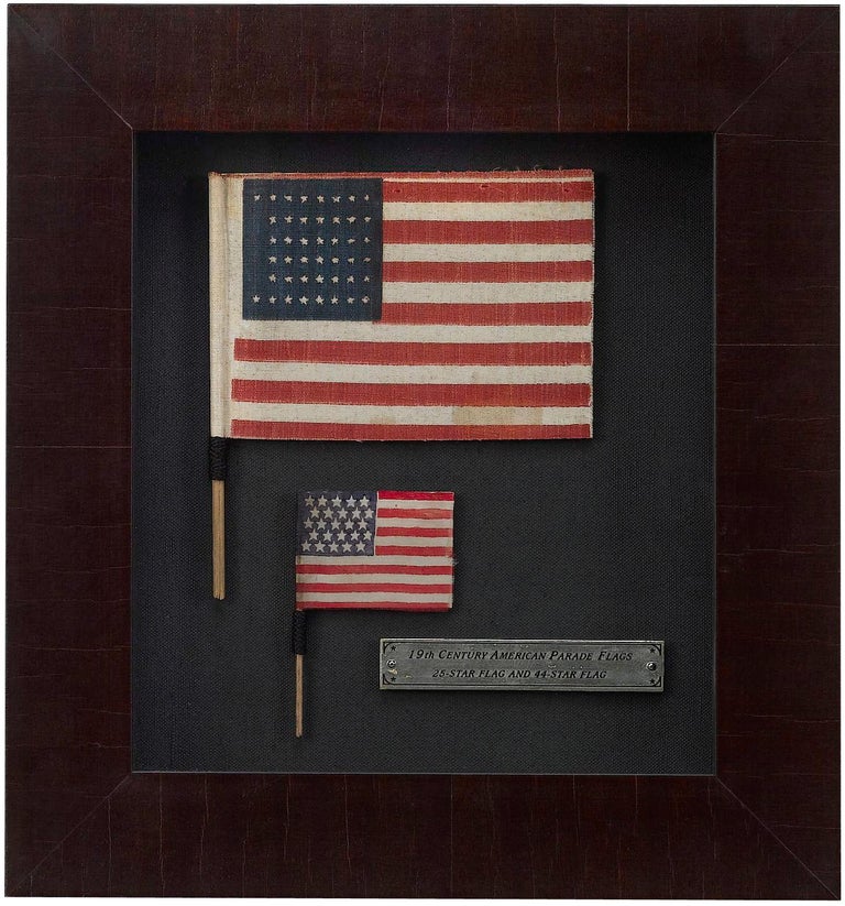 American Flag Wavers 2-in-1 Celebration, 25-Star and 44-Star Flags Framed Together For Sale