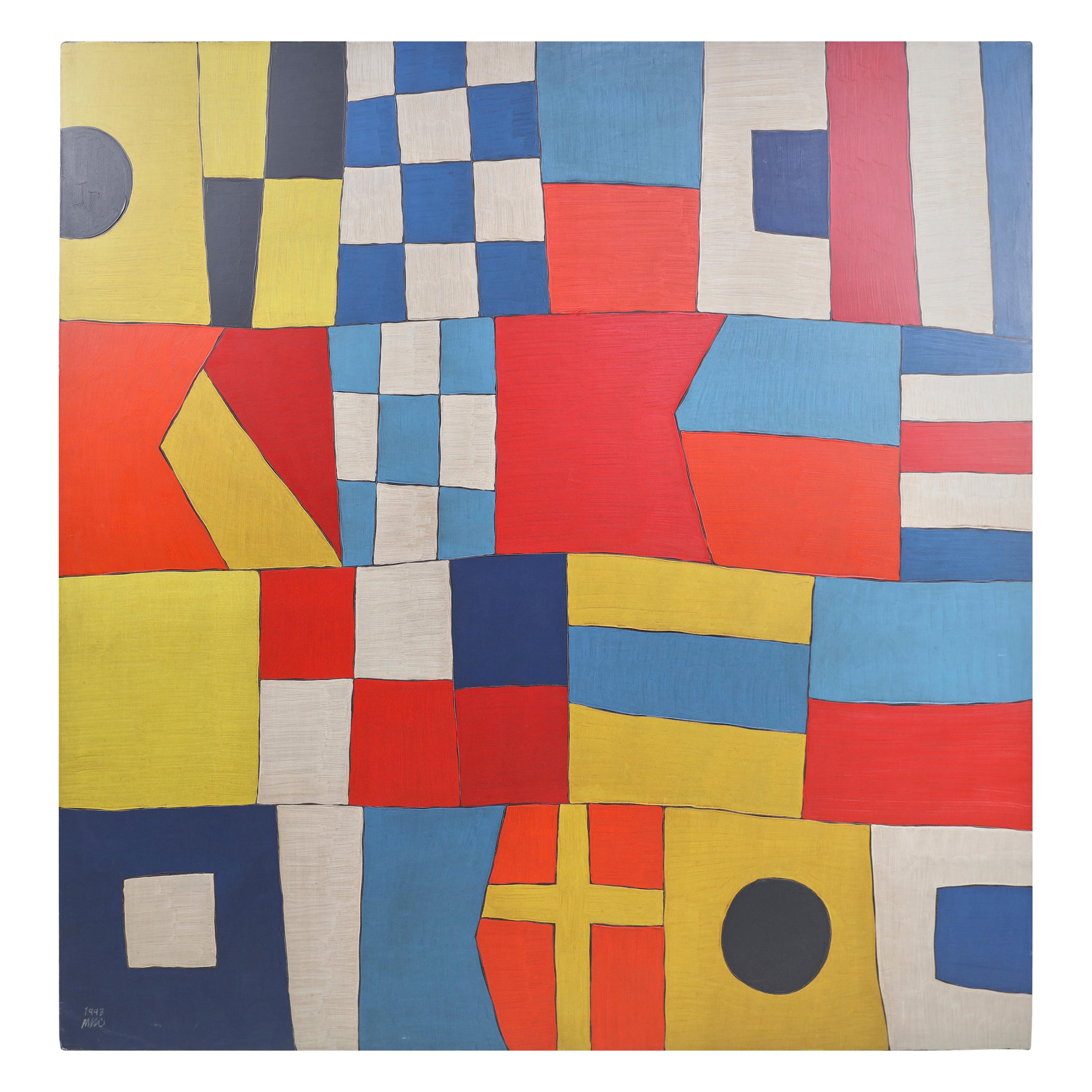 "Flags: by Tetsuo Mizu" Oil on Board 39"x 39"