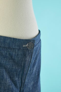Flair denim jean with box pleats in the bottom of the legs Chanel
