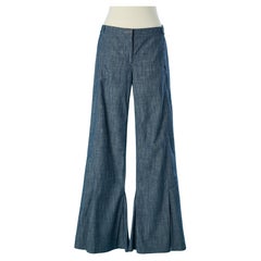 Flair denim jean with box pleats in the bottom of the legs Chanel 