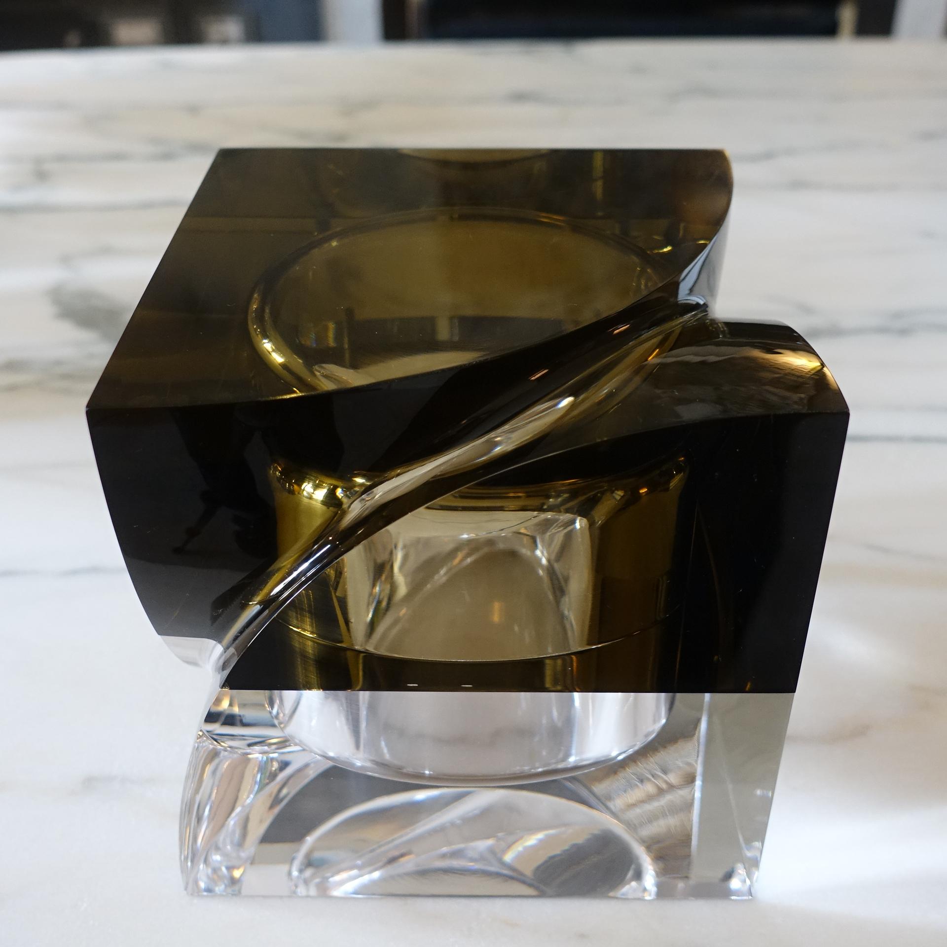 Flair Edition Big Decorative Box in Amber and Clear Lucite, Italy, 2021 In New Condition For Sale In Firenze, IT