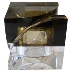 Flair Edition Big Decorative Box in Amber and Clear Lucite, Italy, 2021