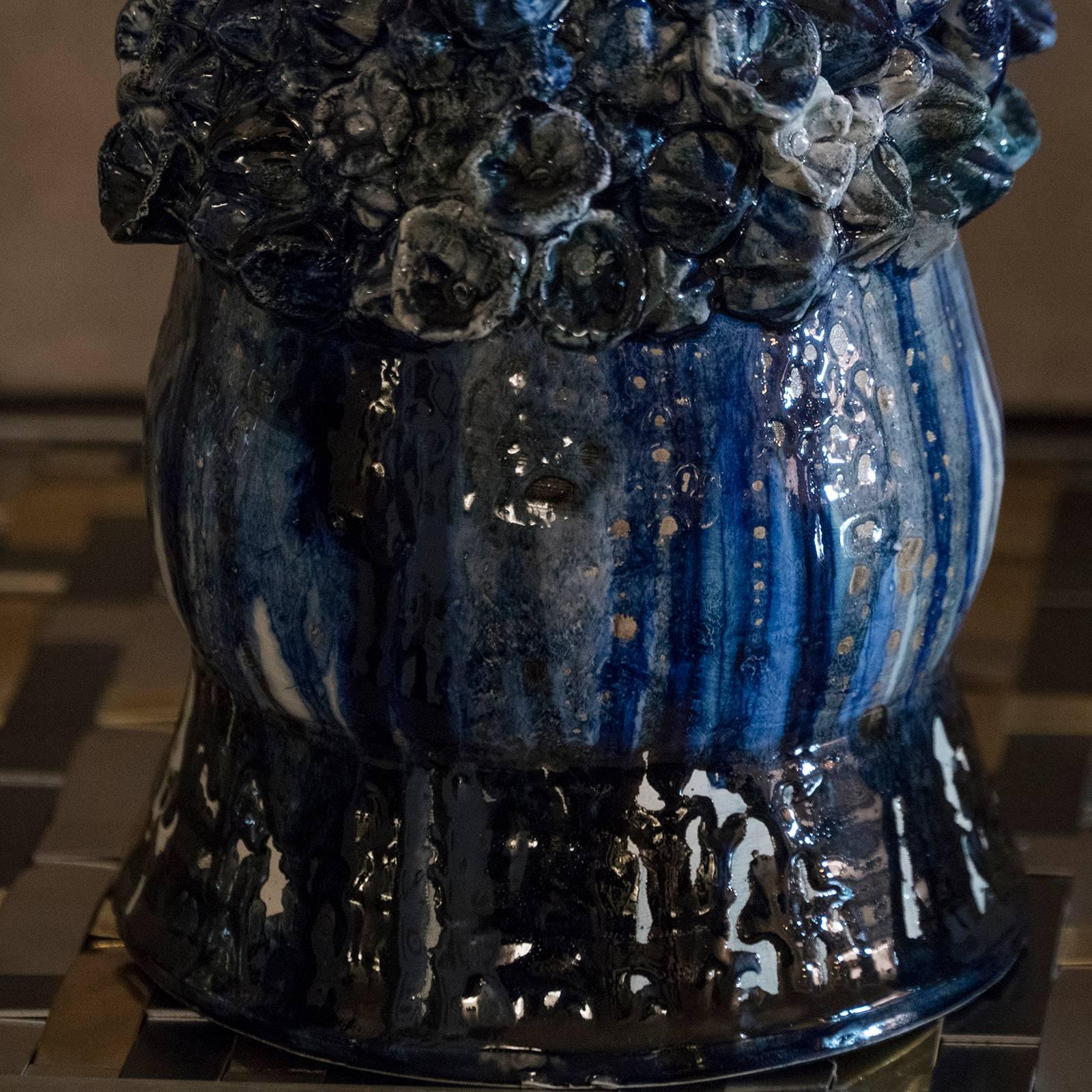 Contemporary Flair Edition Blue Glazed Ceramic Lamp