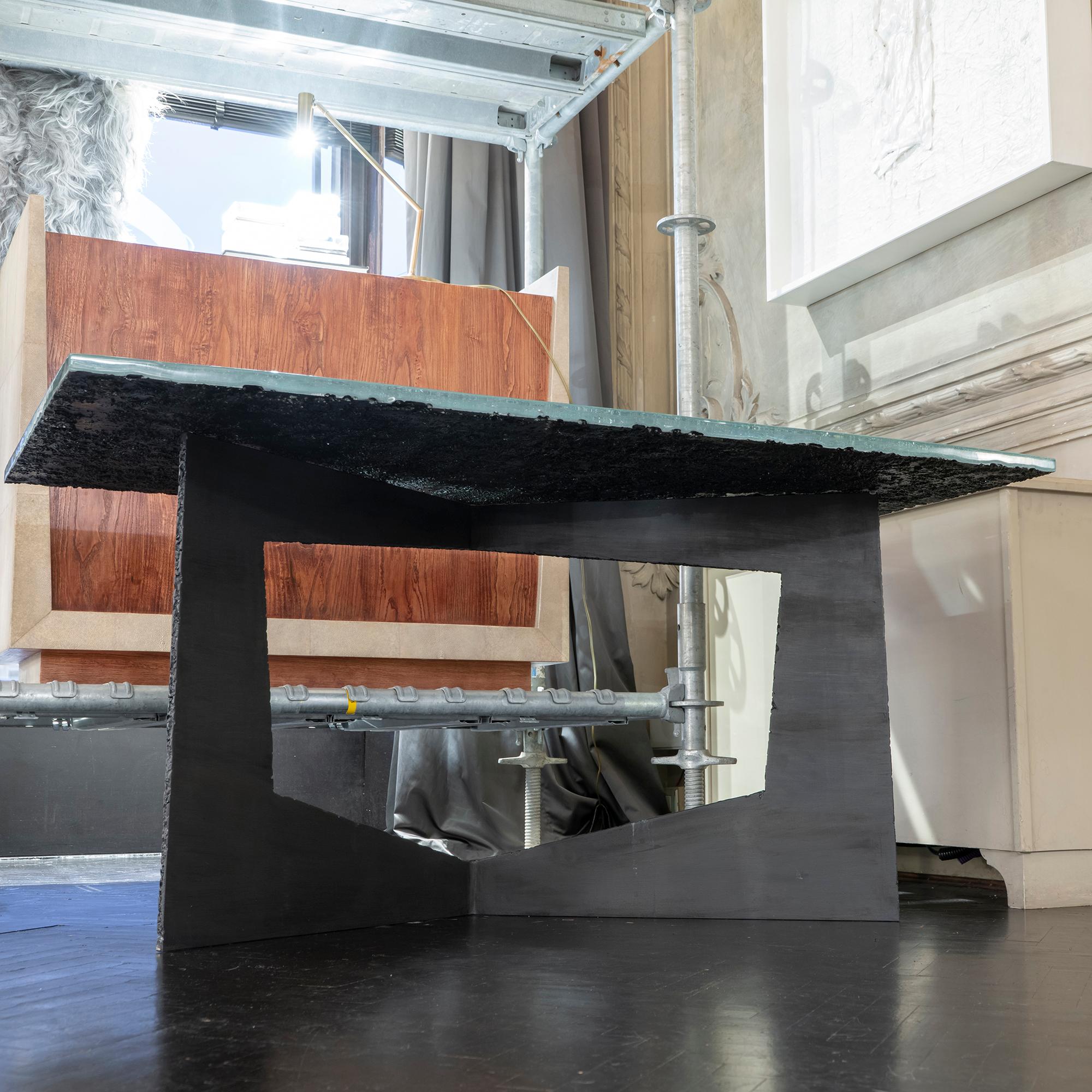Flair Edition Contemporary Desk, Steel Base and Art Glass Top, Italy, 2019 In New Condition In Firenze, IT