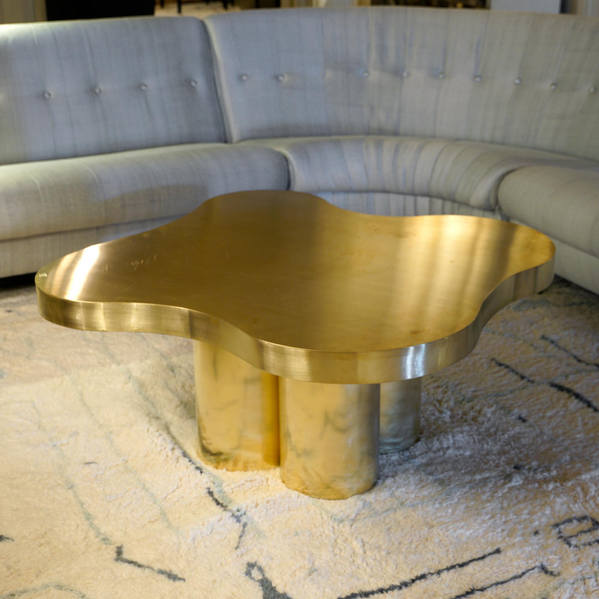 Modern Flair Edition Free-Form High Coffee Table in Natural Brass, Italy 2019