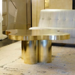 Table basse haute de forme libre en laiton naturel, édition Flair, Italie, 2021