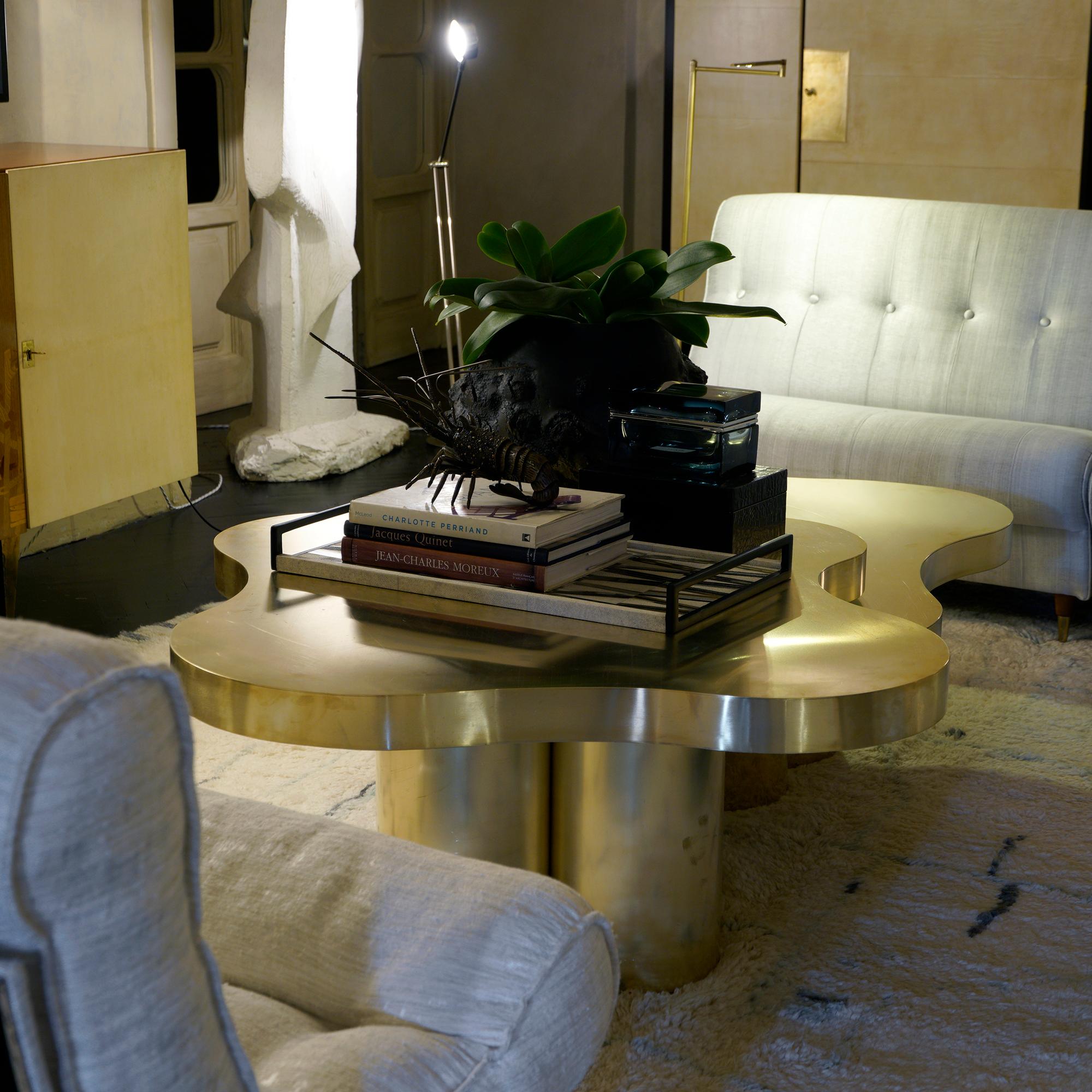 Flair Edition Free-Form Low Coffee Table in Natural Brass, Italy, 2021 For Sale 5