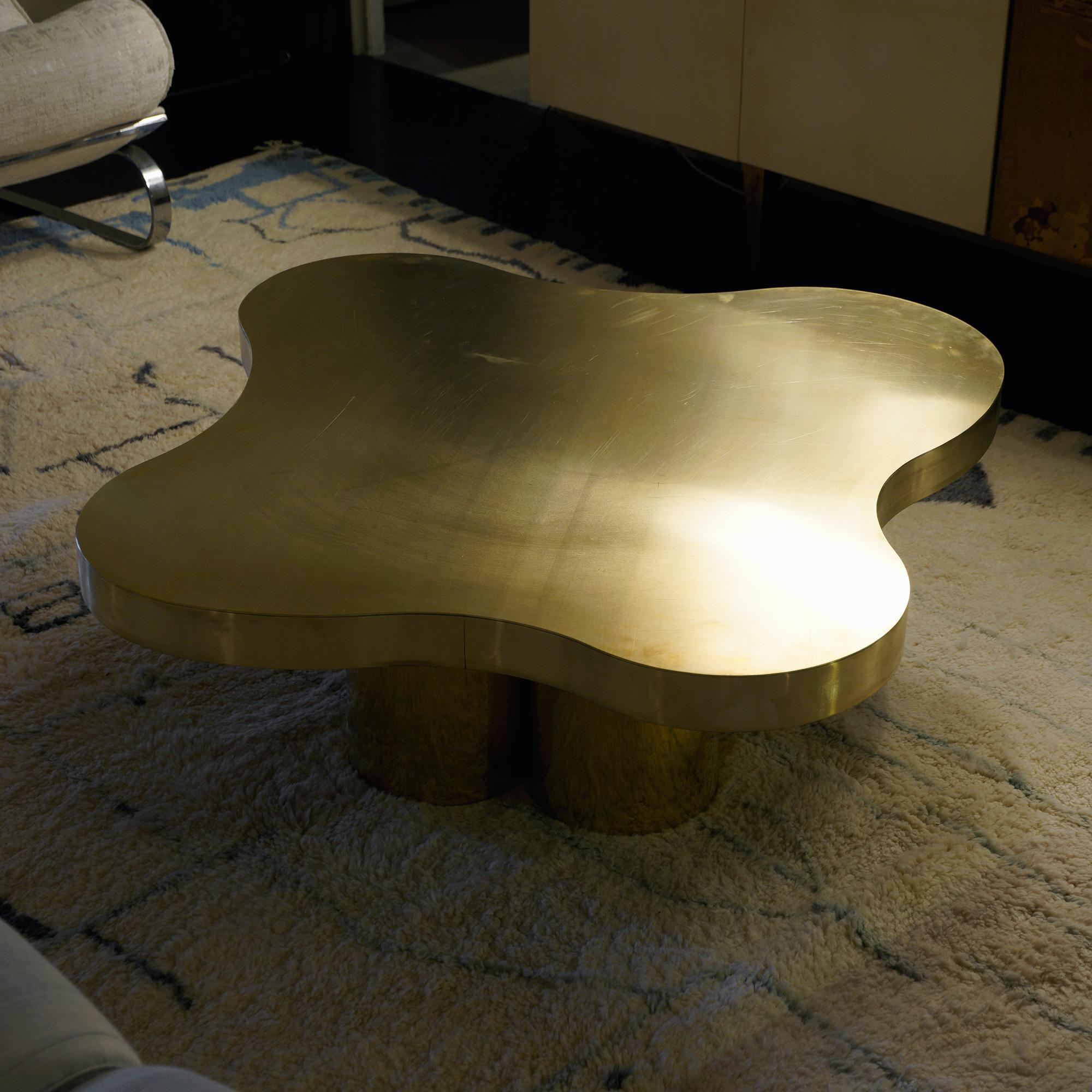 Italian Flair Edition Free-Form Low Coffee Table in Natural Brass, Italy, 2021 For Sale