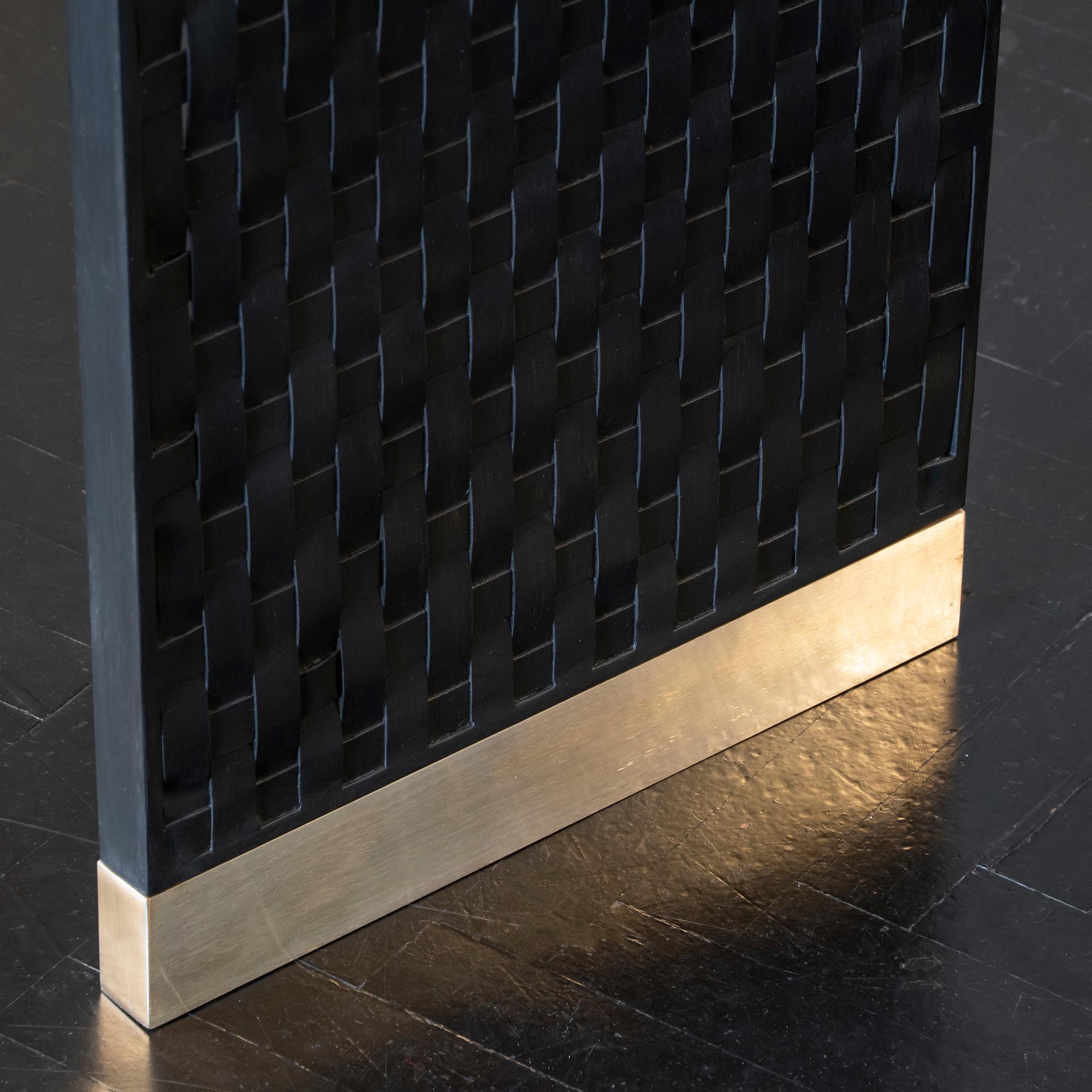 Flair Edition “Intreccio” Console In Black Steel and Natural Brass, Italy, 2022 For Sale 2