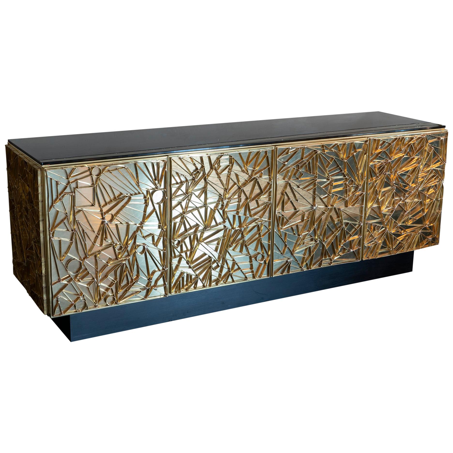 Flair Edition "Nest" Natural Brass Sideboard, Italy, 2019 For Sale