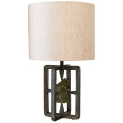 Flair Edition One of a Kind Sculptural Steel Lamp with Java Obsidian