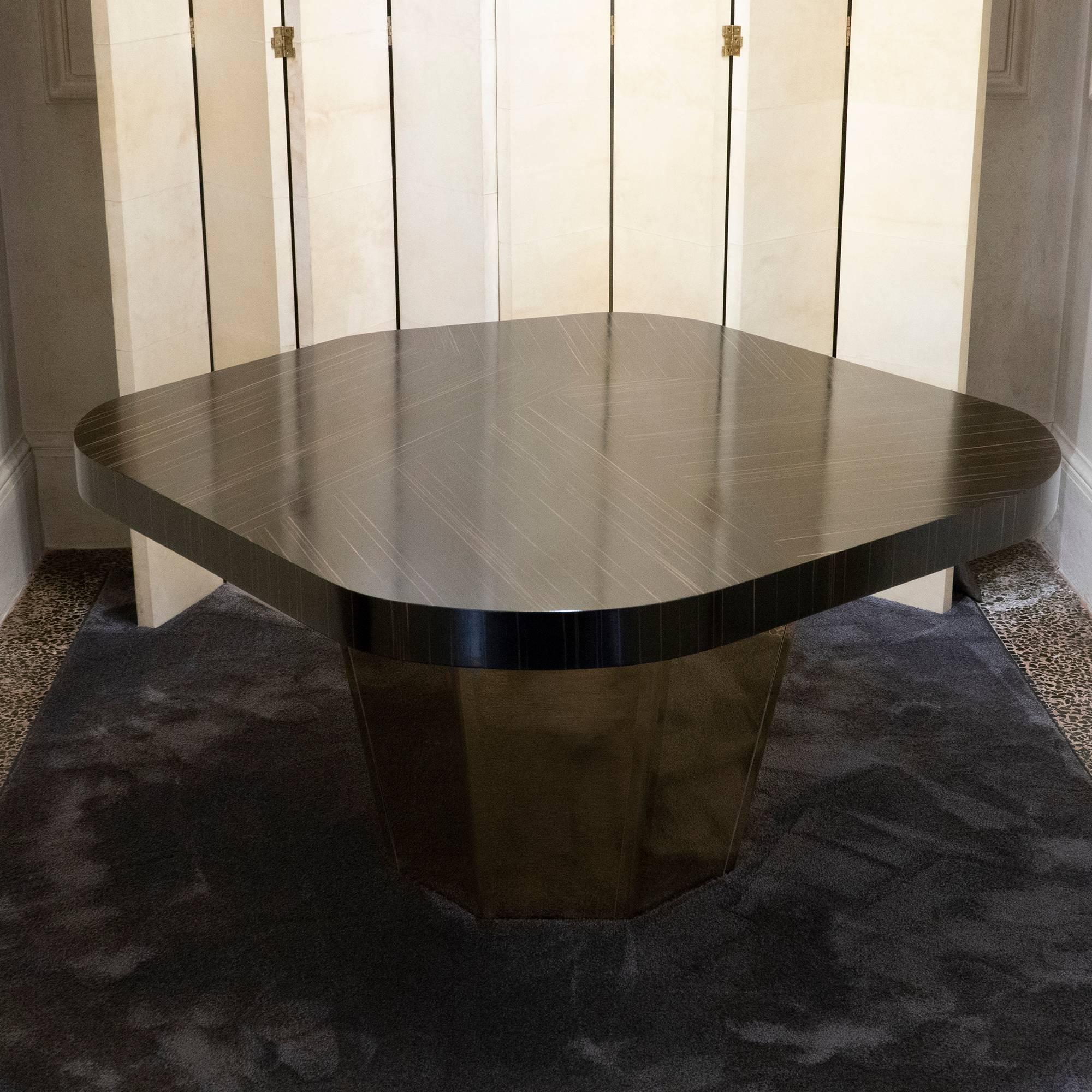 Italian Flair Edition Palisander Marquetry and Brass Center or Dining Table, Italy