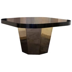Flair Edition Palisander Marquetry and Brass Center or Dining Table, Italy