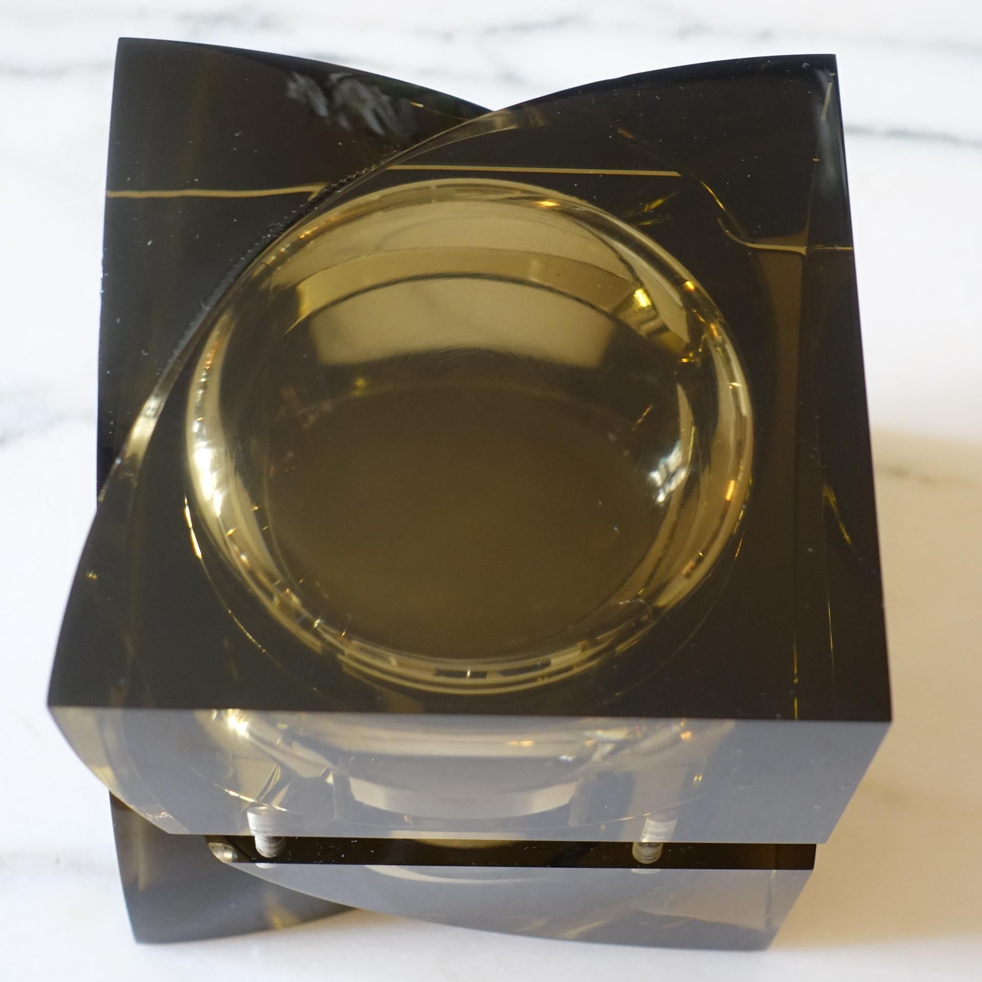 Italian Flair Edition Small Decorative Box in Amber Lucite, Italy, 2021