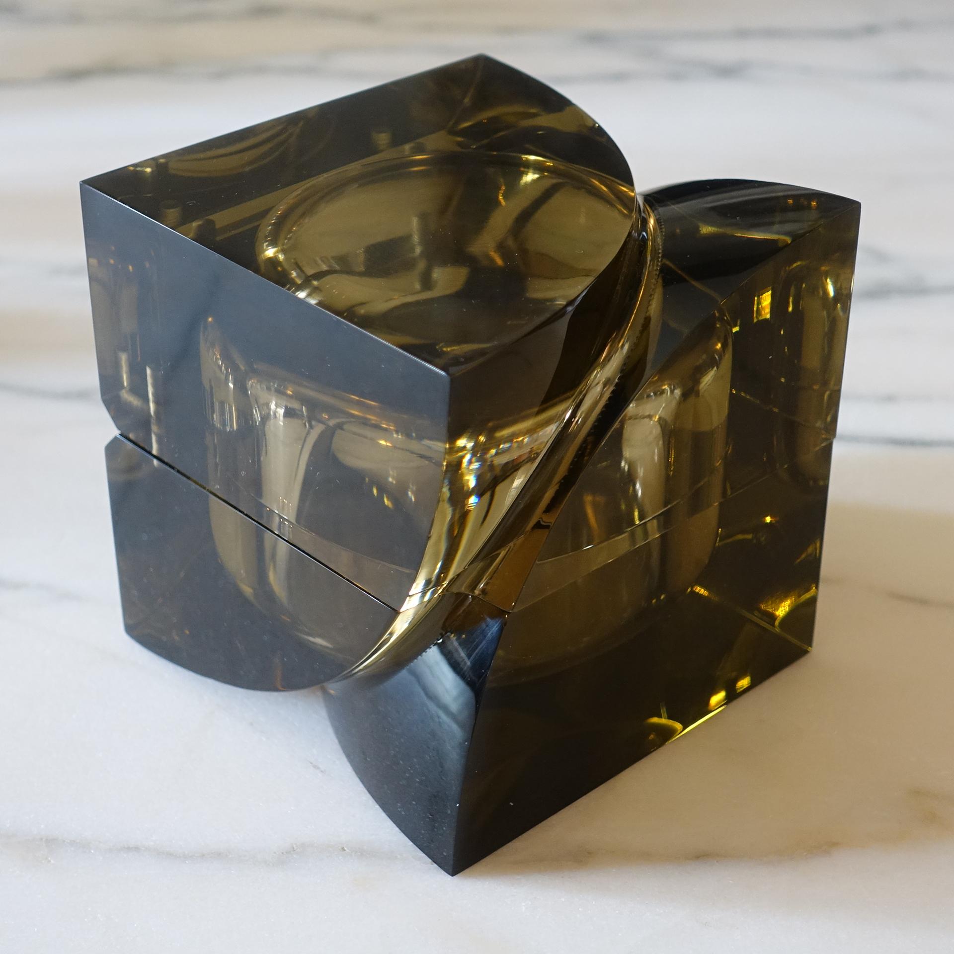Contemporary Flair Edition Small Decorative Box in Amber Lucite, Italy, 2021