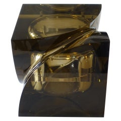 Flair Edition Small Decorative Box in Amber Lucite, Italy, 2021
