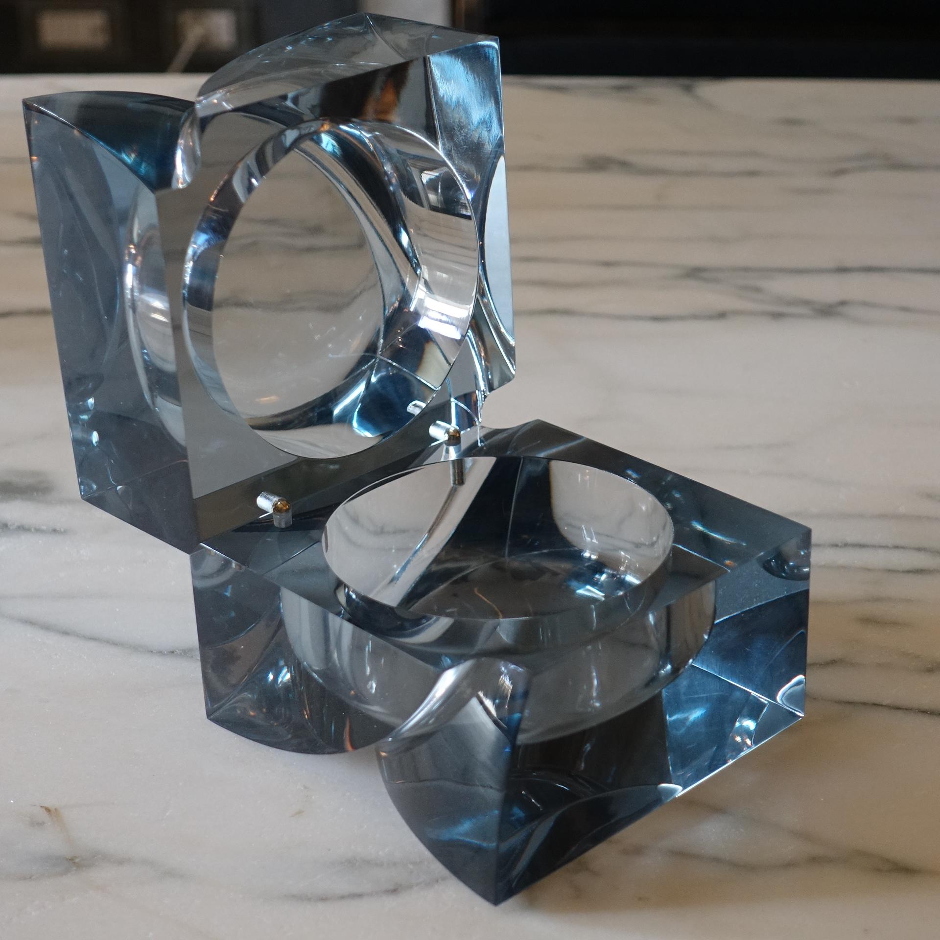 Small square box in grey lucite, hinged top, part of the Flair Edition collection, Italy, 2021.
 