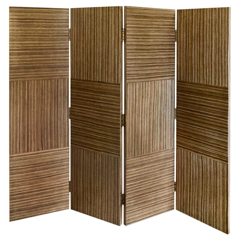 Flair Exclusive Patchwork Zebra Wood Screen For Sale