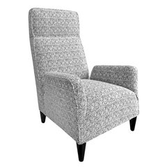 FLAIR Home Collection Custom Torino High Back Chair in Black and White Bouclé