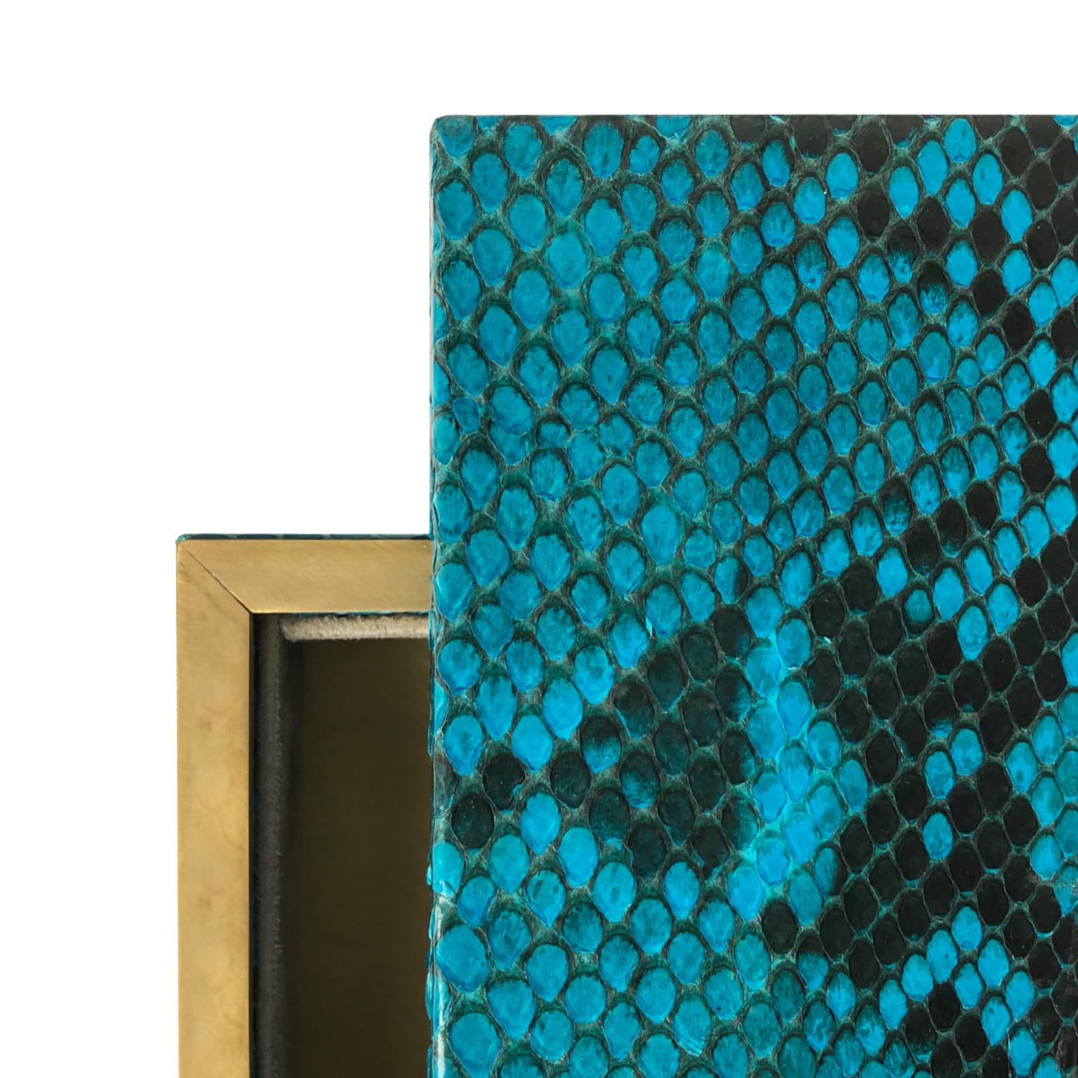 American Flair Home Collection Small Turquoise Python Box