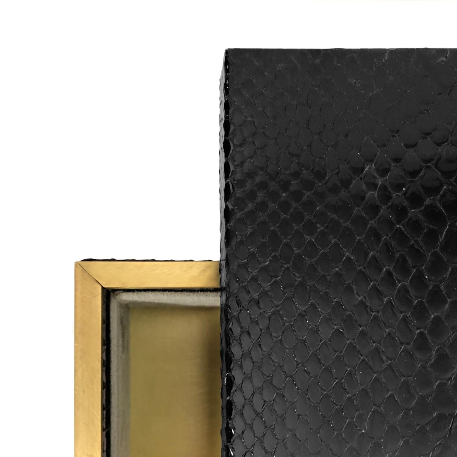 American Flair Home Collection Square Black Python Box For Sale