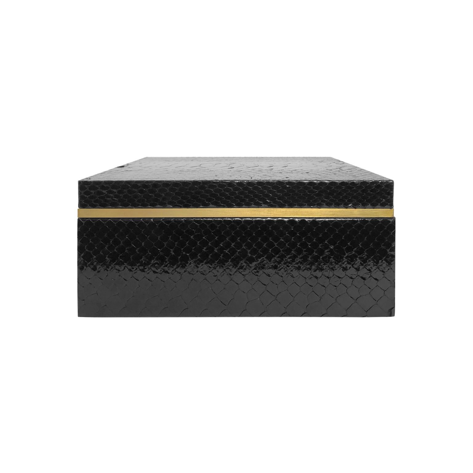 Flair Home Collection Square Black Python Box For Sale