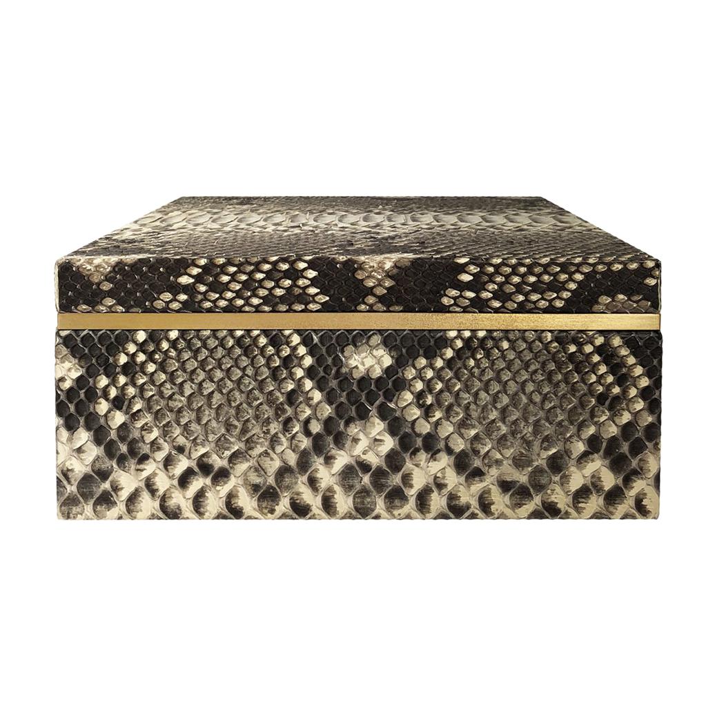 Flair Home Collection Square Natural Python Box For Sale