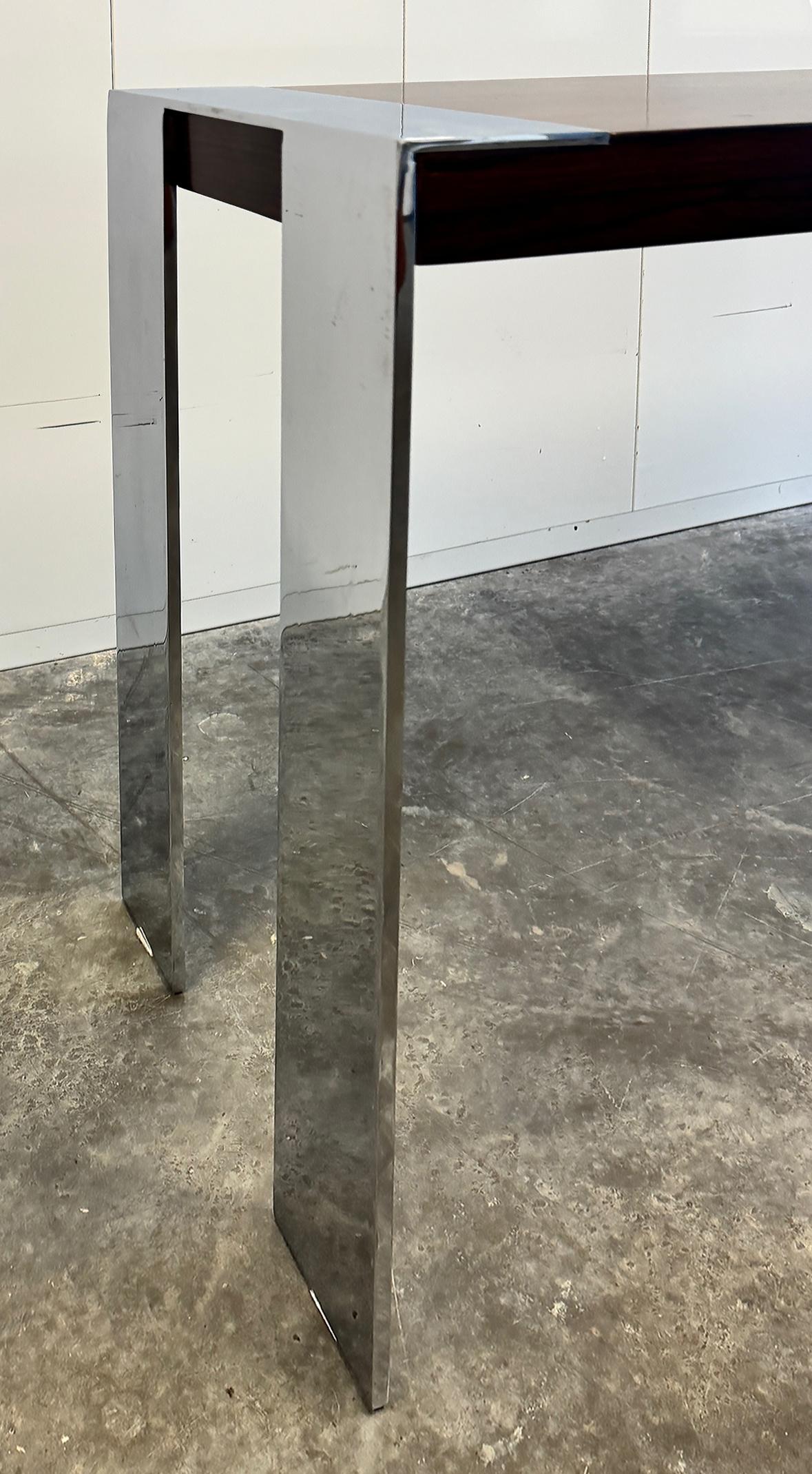 20th Century Flair Rosewood, Chrome Midcentury Console Table, Baughman Attributed For Sale