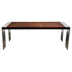 Flair Rosewood, Chrome Midcentury Console Table, Baughman Attributed