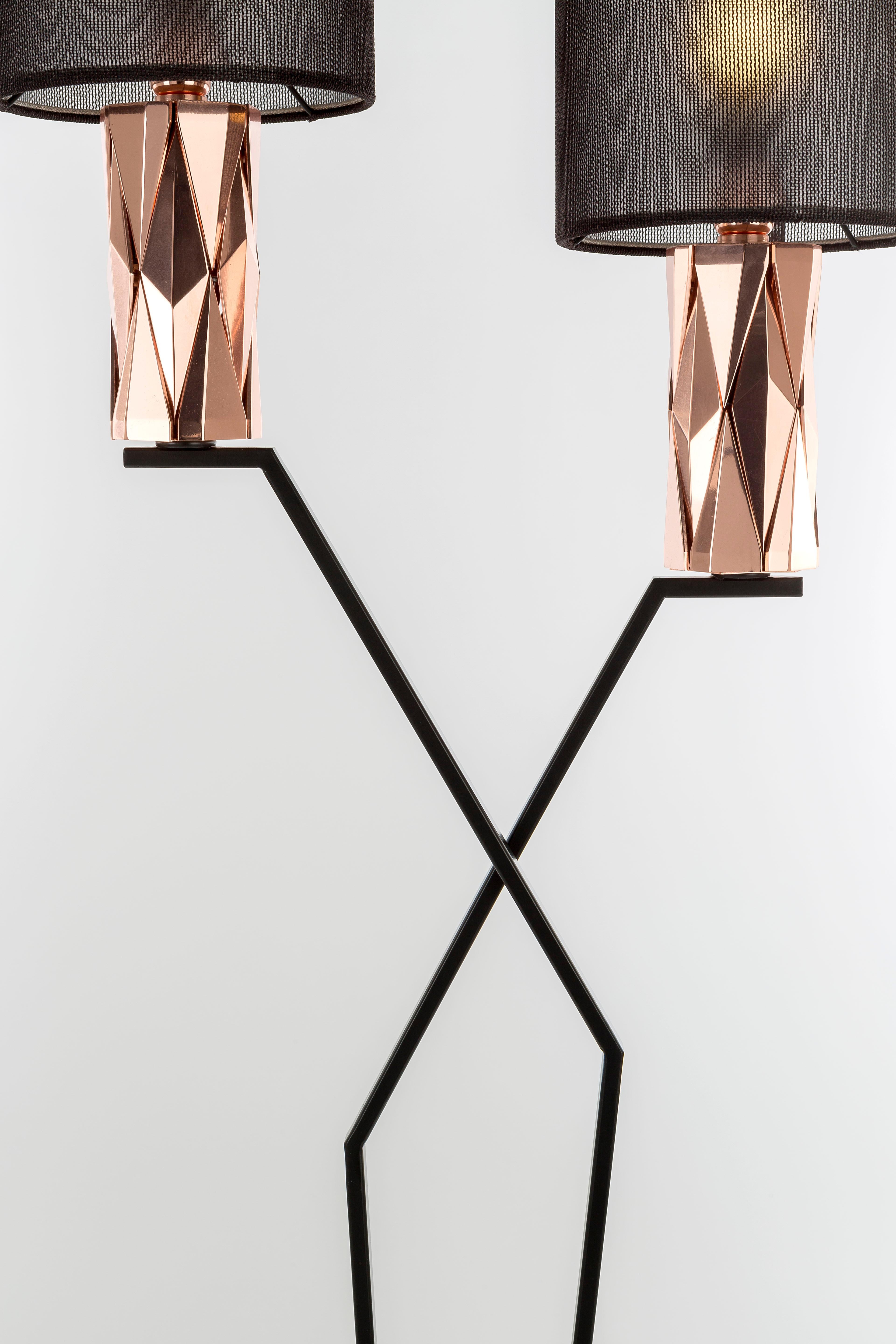 Art Déco Lampada da terra FLAIRE 441-RK-25 in finitura rame in vendita