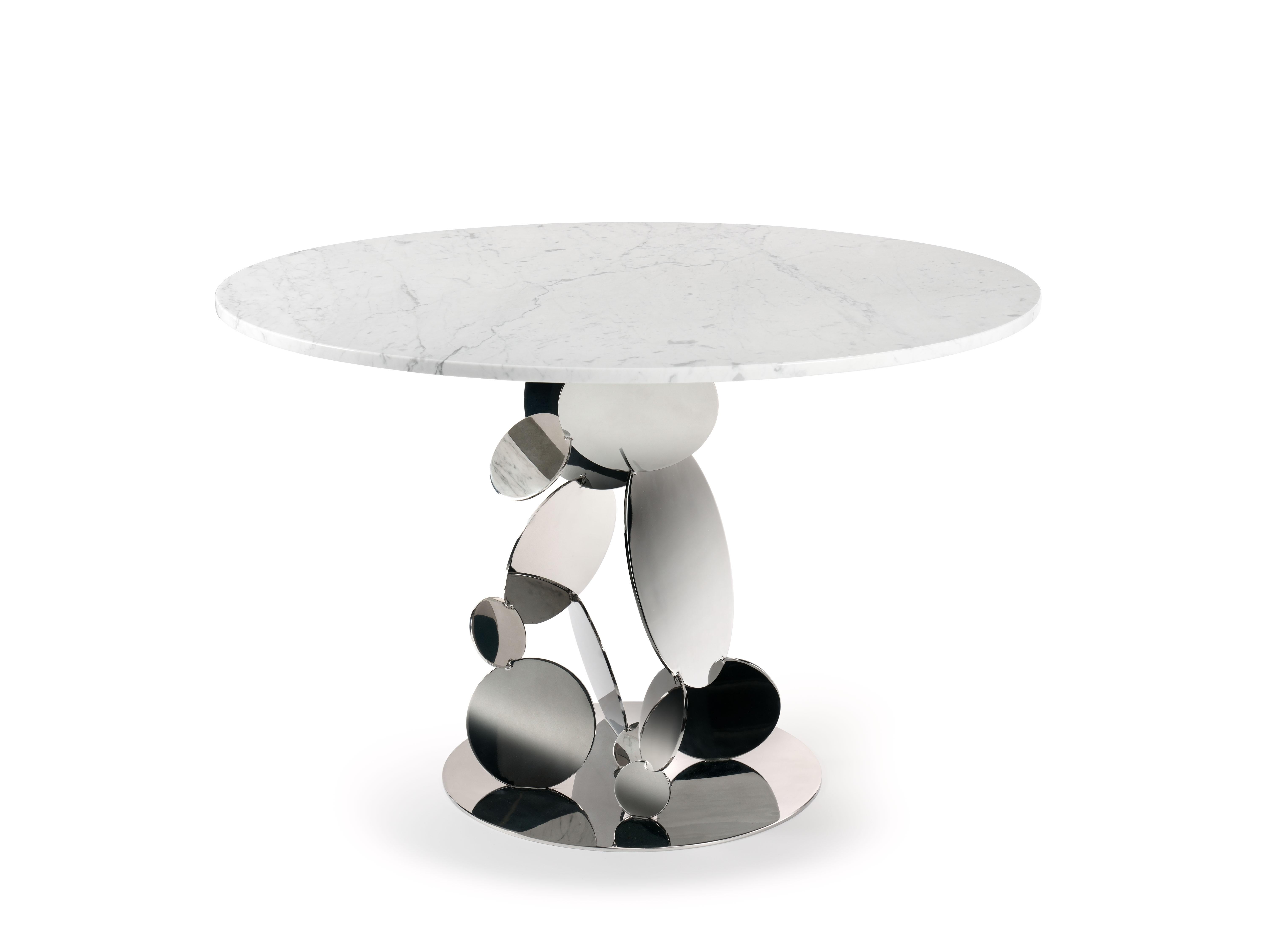 Stainless Steel Flake Round Center Table by Barberini & Gunnell For Sale