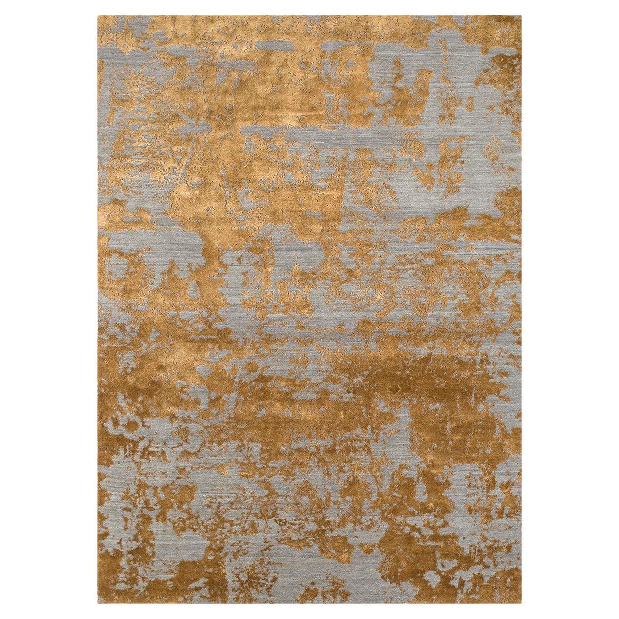 Tapis Flake de tisserands rurals, noué, laine, soie de bambou, 300 x420 cm en vente