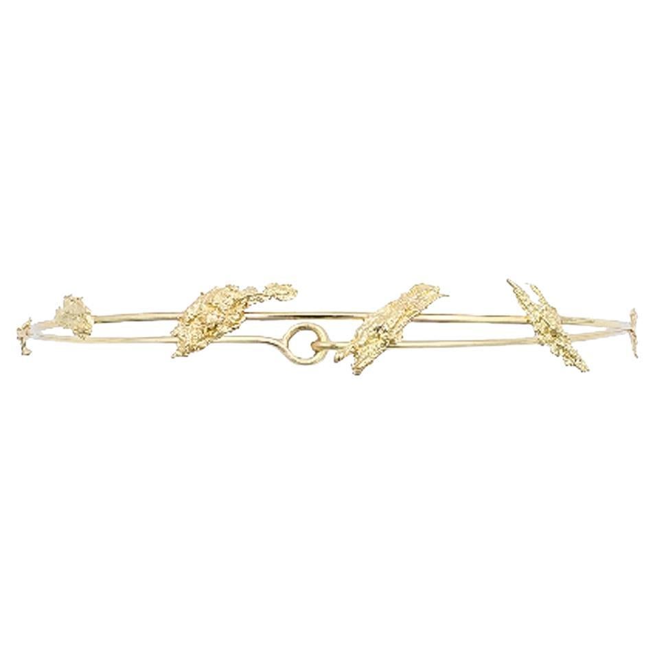Flakes Thin Bracelet in 18K Yellow Gold For Sale