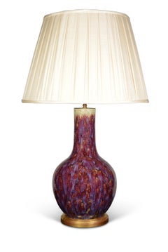 Flambé Glazed Chinese Antique 19th Century Table Lamp with Hand Gilded Base