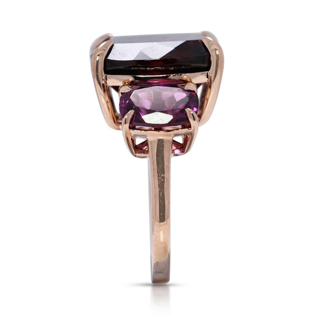 Flamboyanter Ring aus 18 Karat Roségold mit 7,6 Karat Granat und Amethyst im Angebot 1
